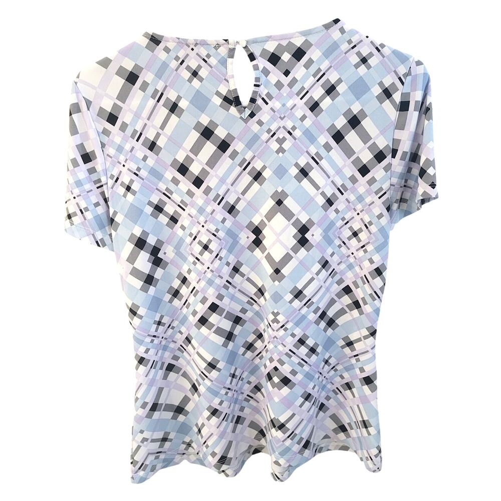 Calvin Klein Pastel Blue, Purple and B&W Geo Print Short Sleeve Shirt - PM - Picture 2 of 5